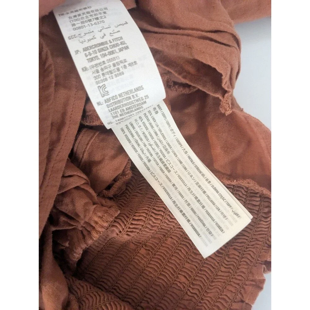 Abercrombie & Fitch burnt orange Milkmaid Festival Crop balloon sleeve XS‎